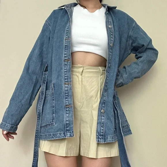 TOPSHOP Blue Denim Belted Jacket - Picture 4 of 7